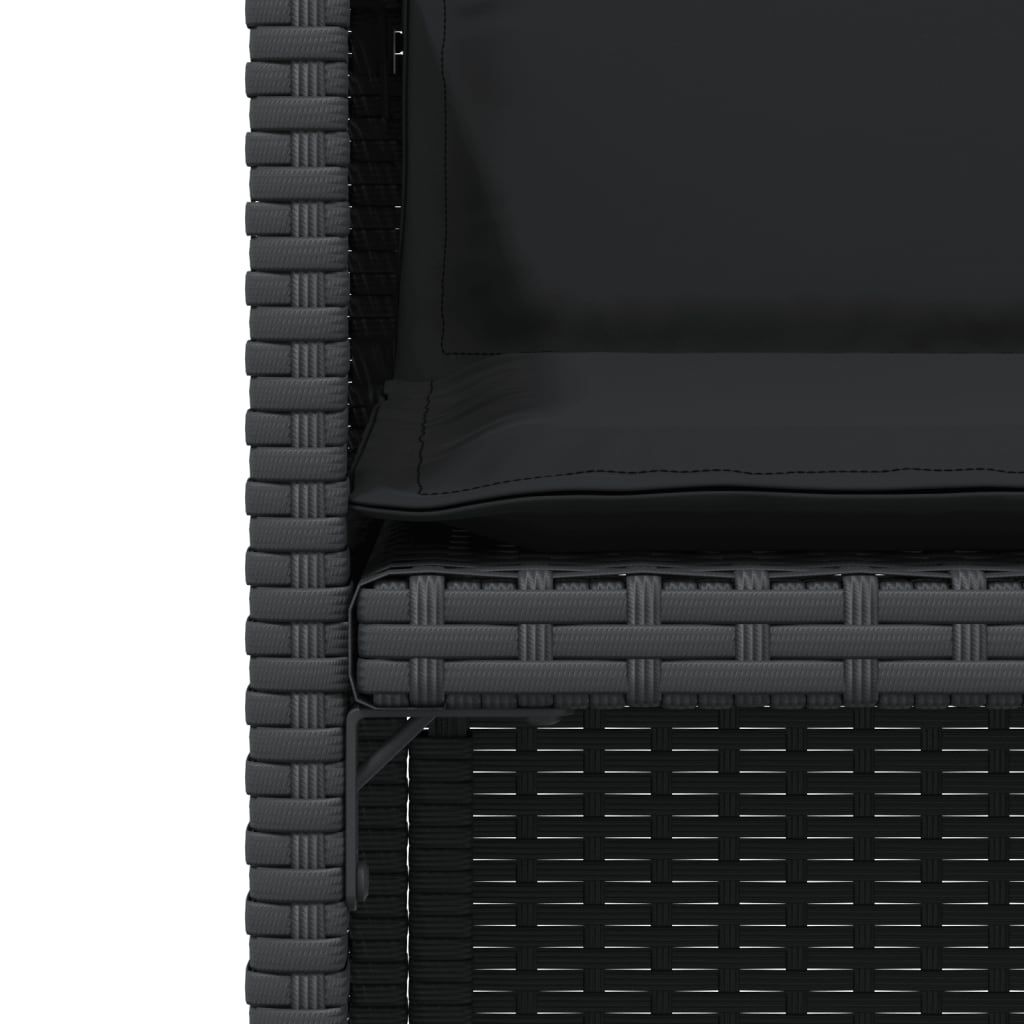 vidaXL Set bistro cu perne, 3 piese, negru, poliratan