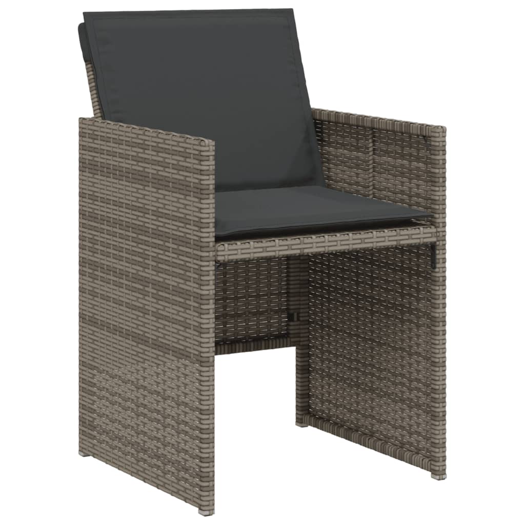 vidaXL Set bistro de grădină cu perne, 3 piese, gri, poliratan vidaXL Set bistro de grădină cu perne, 3 piese, gri, poliratan
