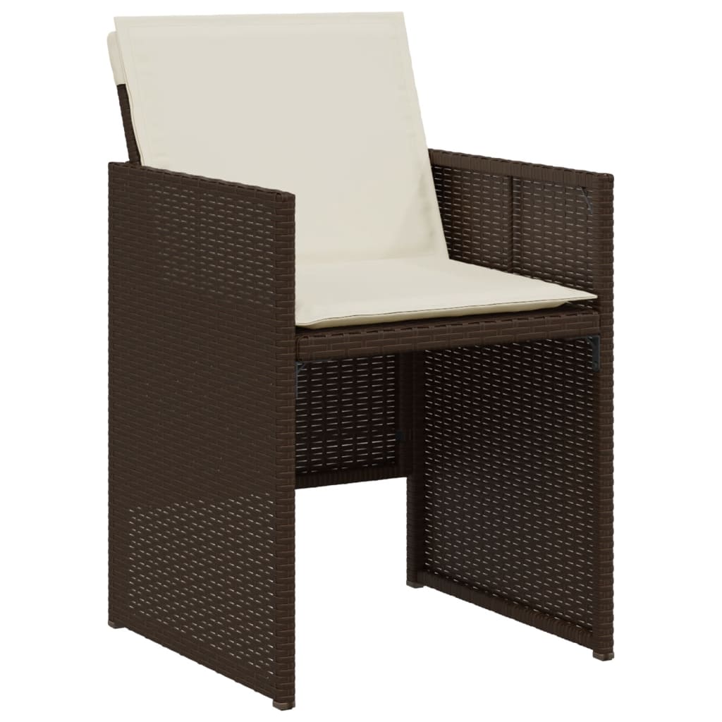 vidaXL Set bistro cu perne, 3 piese, maro, poliratan