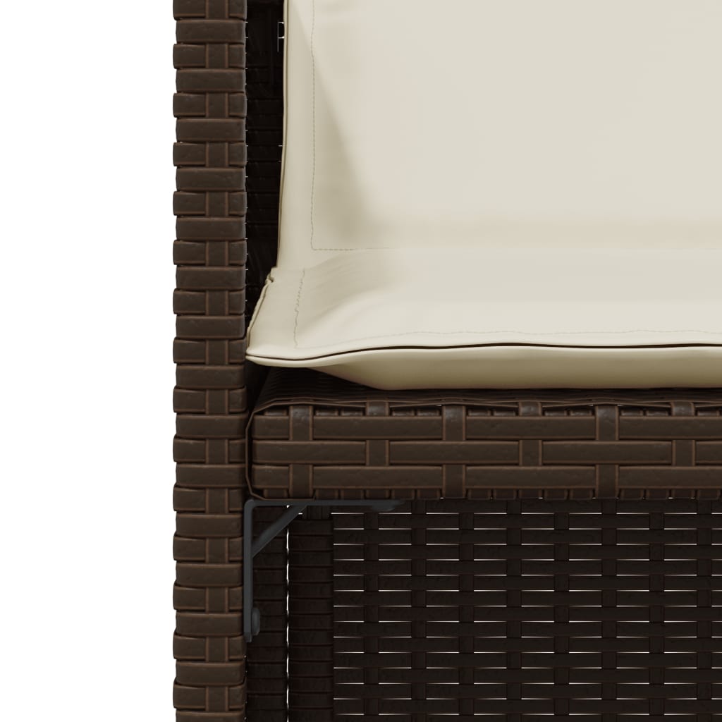vidaXL Set bistro cu perne, 3 piese, maro, poliratan