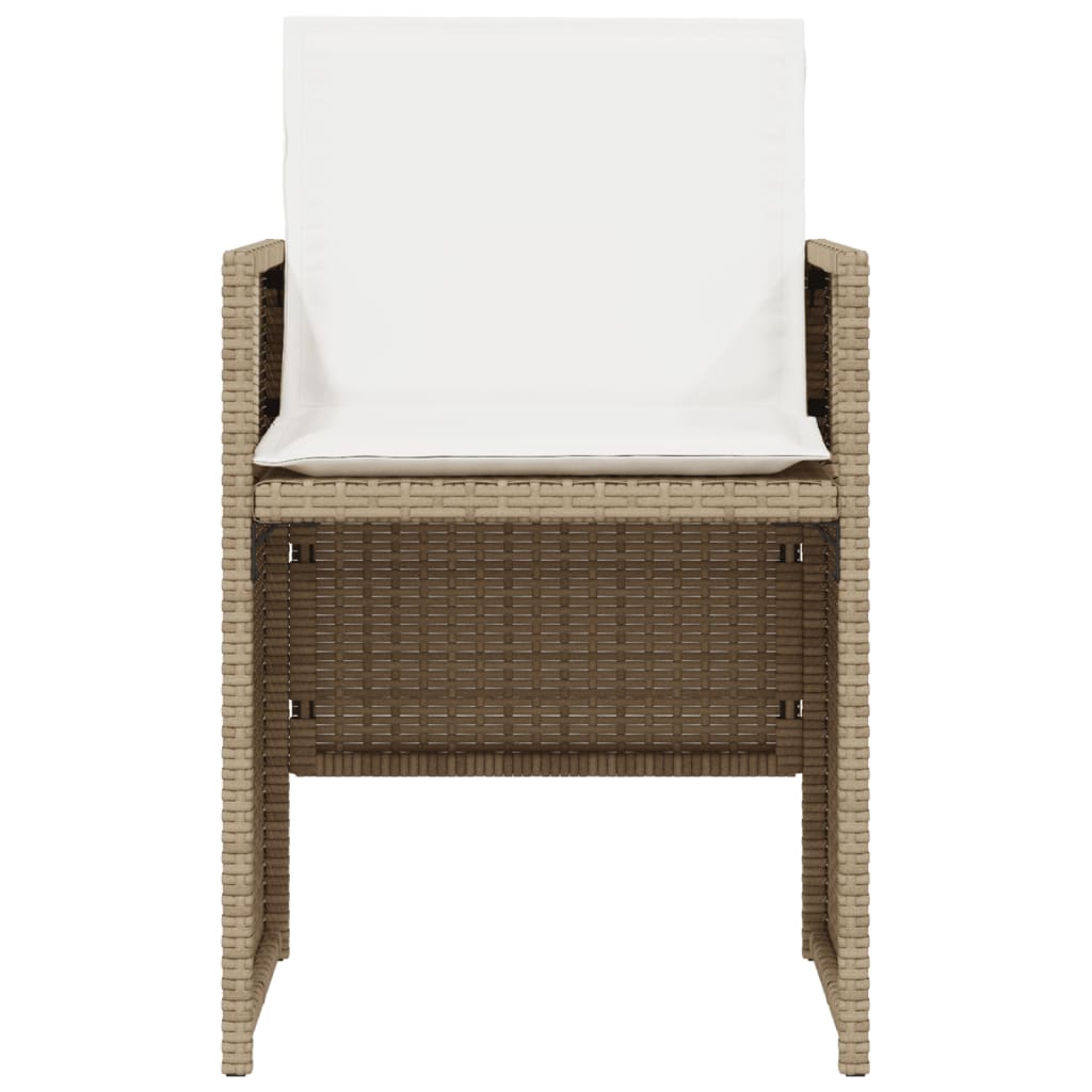 vidaXL Set bistro cu perne, 3 piese, bej, poliratan