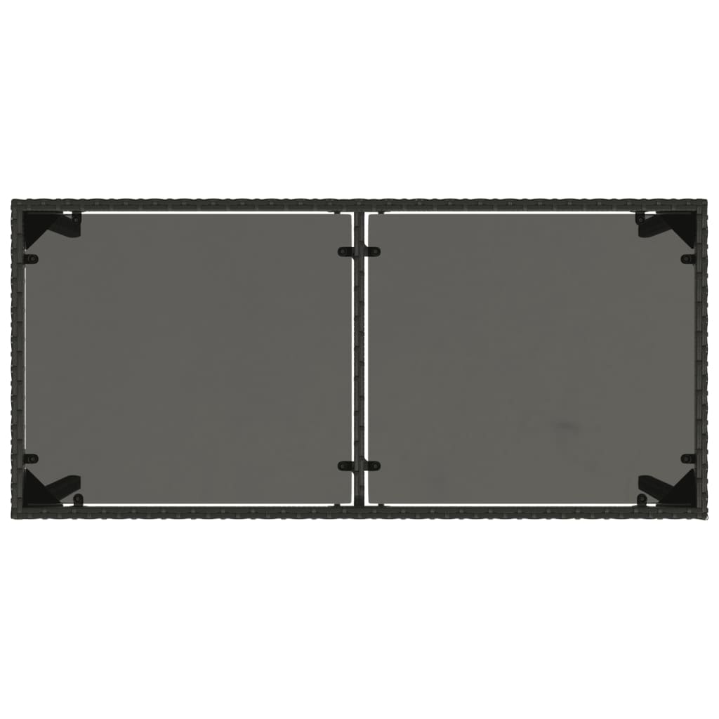 vidaXL Masă grădină cu blat din sticlă, negru, 115x54x74 cm, poliratan