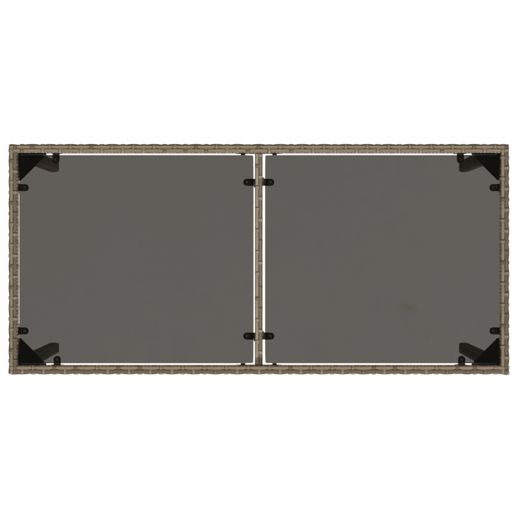 vidaXL Masă de grădină cu blat din sticlă gri, 115x54x74cm, poliratan
