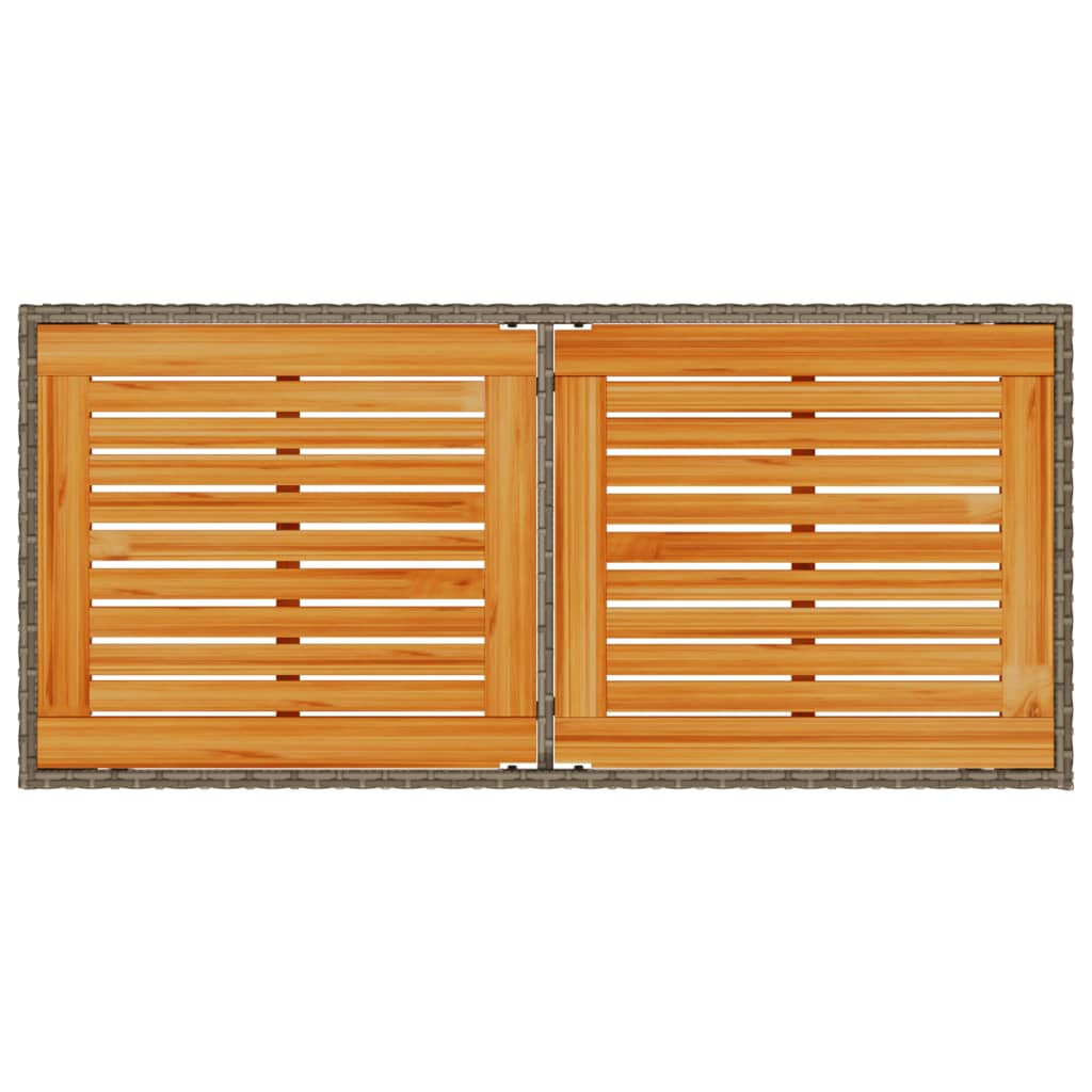 vidaXL Masă de grădină, blat lemn acacia, gri, 115x54x74 cm, poliratan