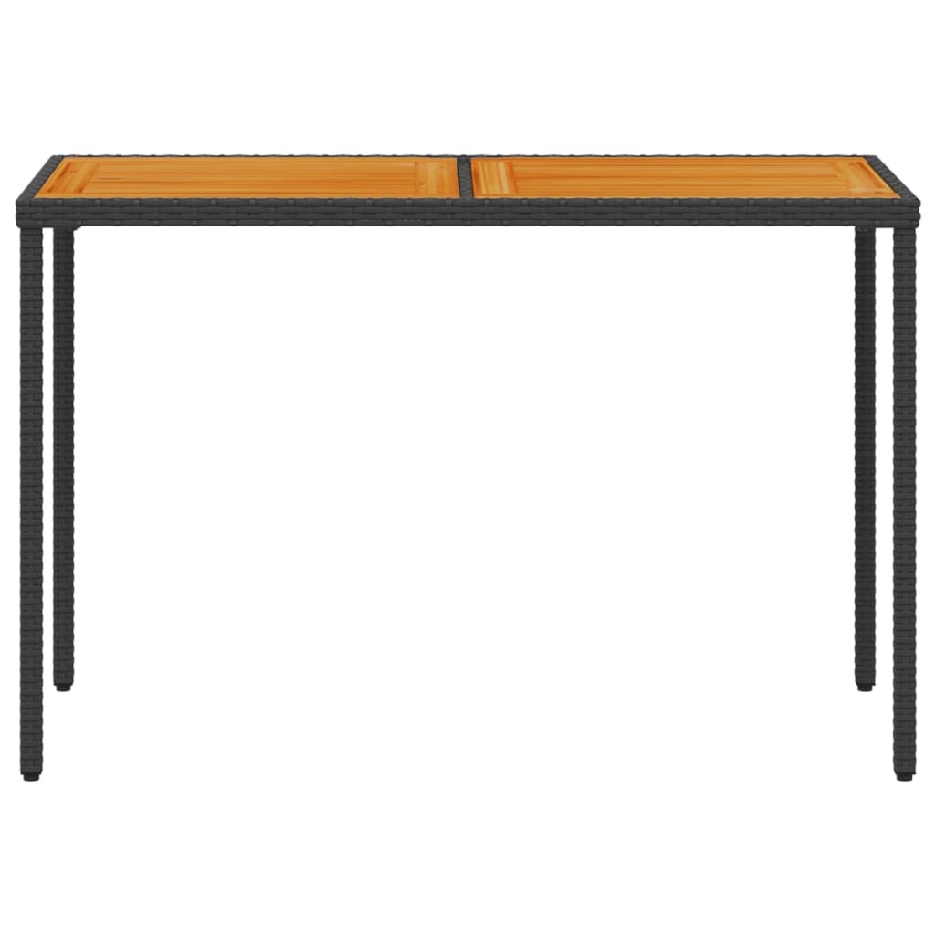 vidaXL Masă grădină blat din lemn acacia, negru 115x54x74 cm poliratan