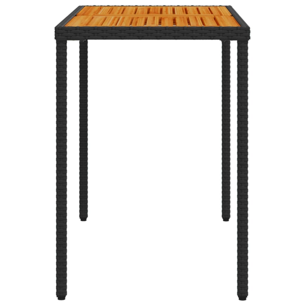 vidaXL Masă grădină blat din lemn acacia, negru 115x54x74 cm poliratan