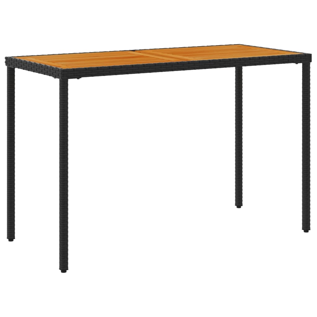 vidaXL Masă grădină blat din lemn acacia, negru 115x54x74 cm poliratan