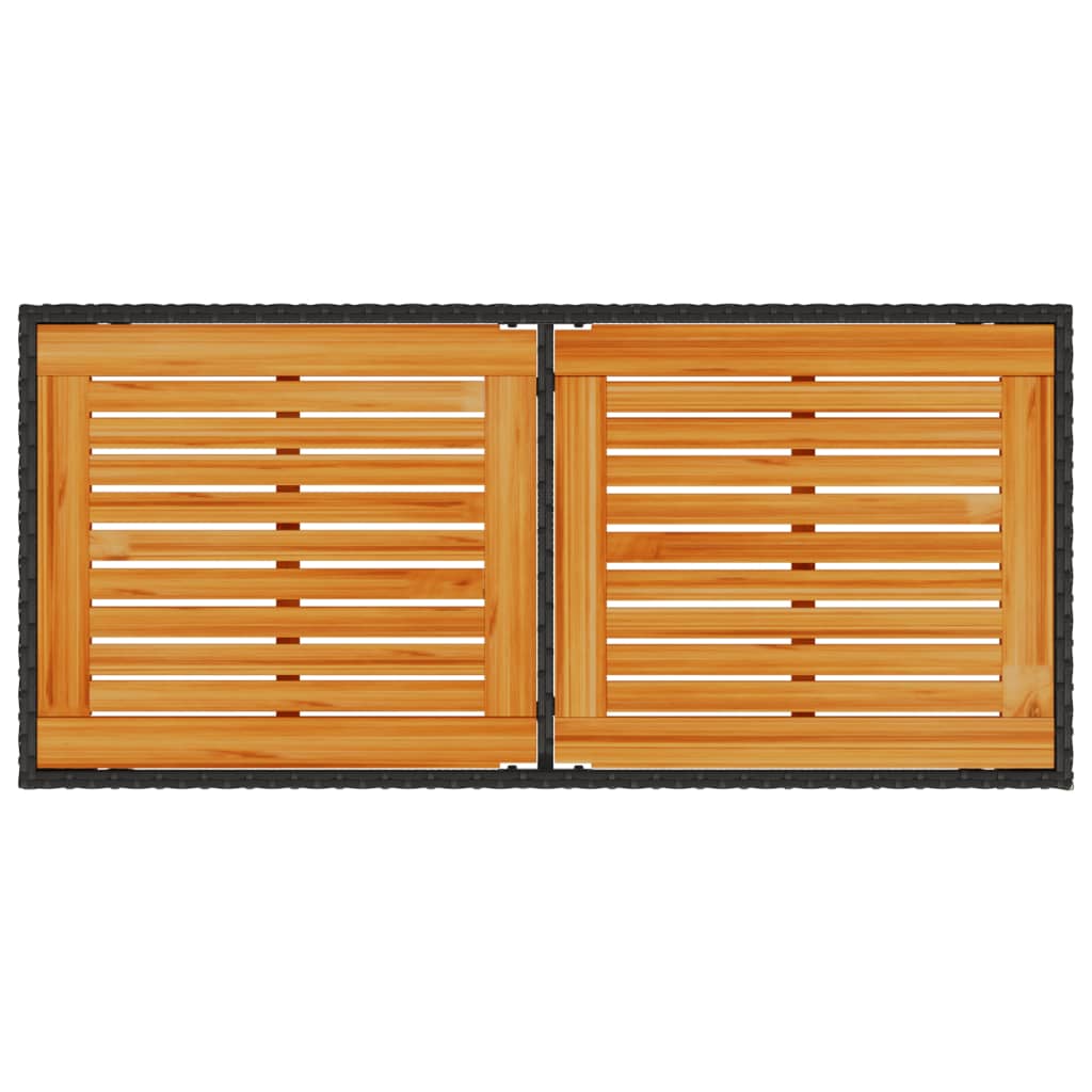 vidaXL Masă grădină blat din lemn acacia, negru 115x54x74 cm poliratan
