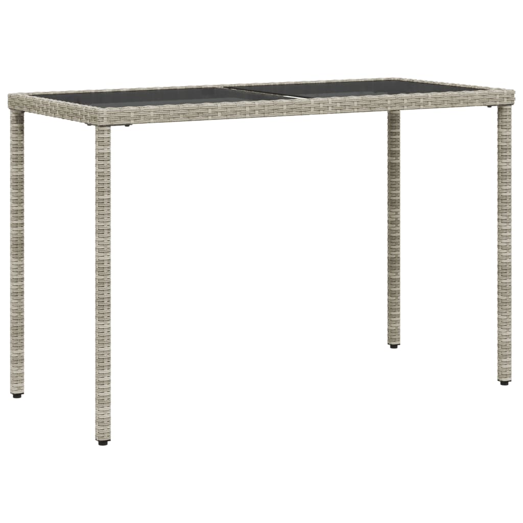 vidaXL Masă de grădină cu blat din sticlă gri deschis, 115x54x74 cm