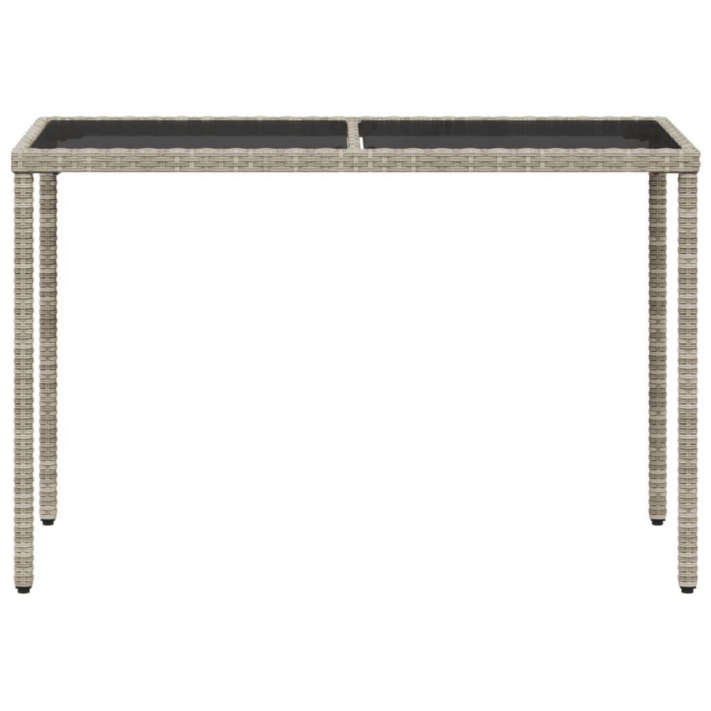 vidaXL Masă de grădină cu blat din sticlă gri deschis, 115x54x74 cm