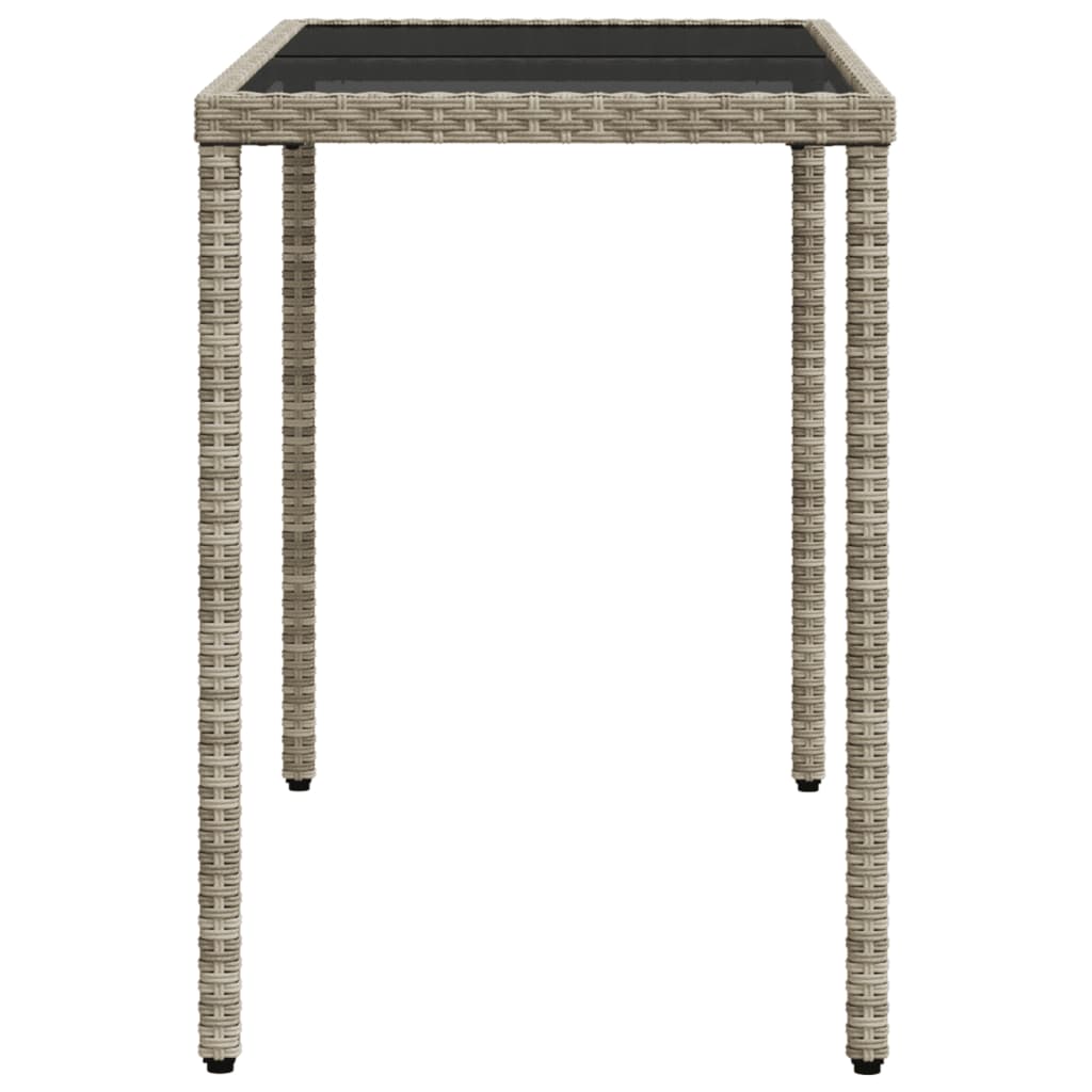 vidaXL Masă de grădină cu blat din sticlă gri deschis, 115x54x74 cm