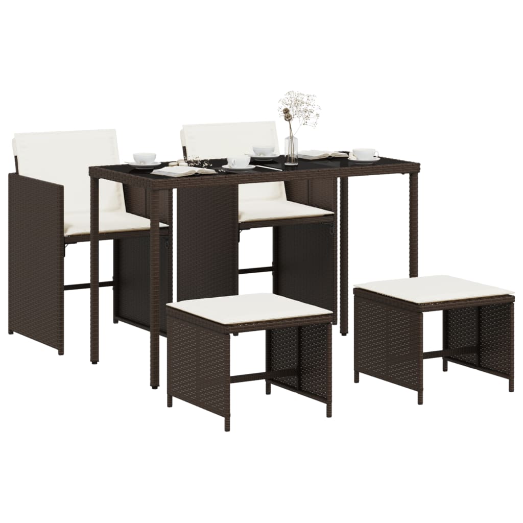 vidaXL Set mobilier de grădină, 5 piese, cu perne, maro, poliratan vidaXL Set mobilier de grădină, 5 piese, cu perne, maro, poliratan