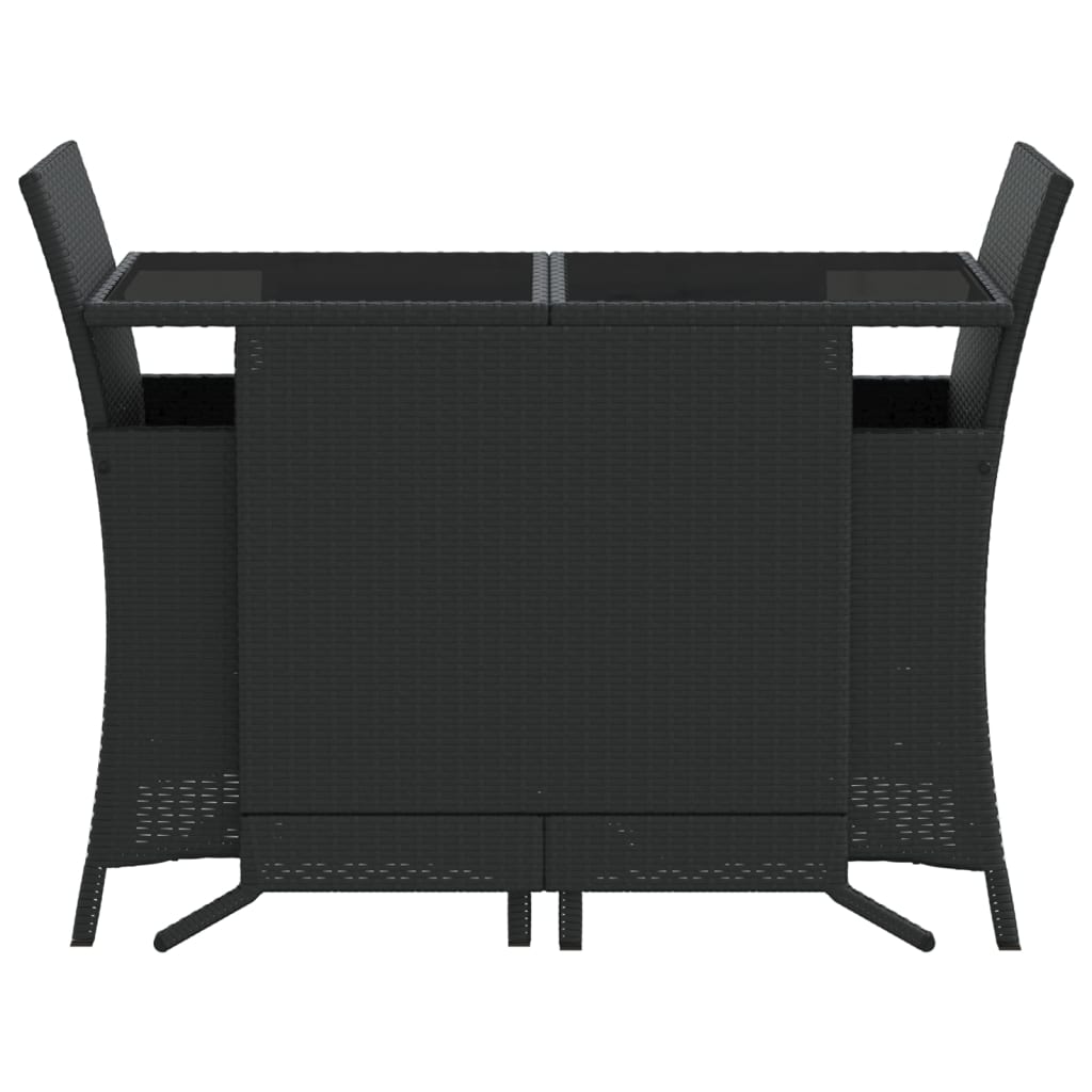 vidaXL Set bistro cu perne, 3 piese, negru, poliratan