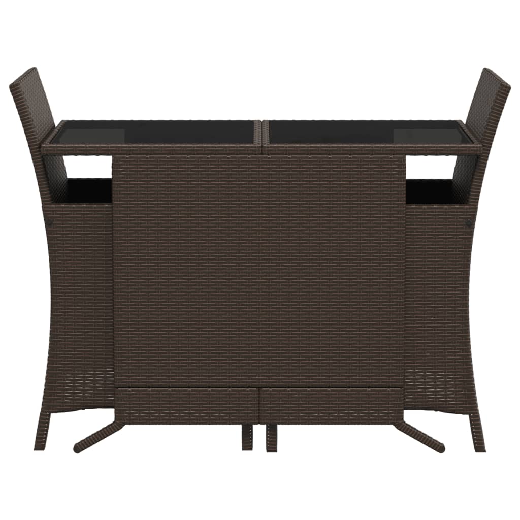 vidaXL Set bistro cu perne, 3 piese, maro, poliratan