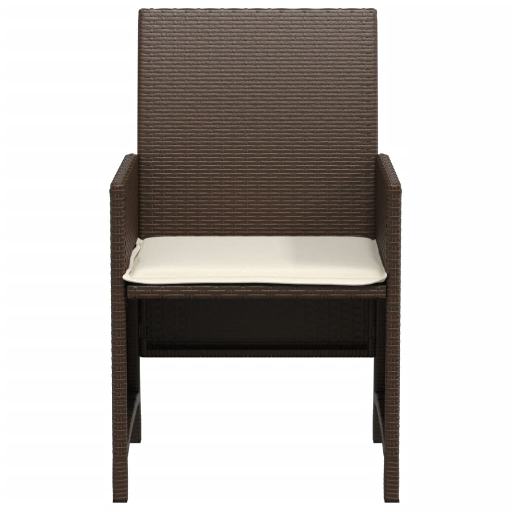 vidaXL Set bistro cu perne, 3 piese, maro, poliratan