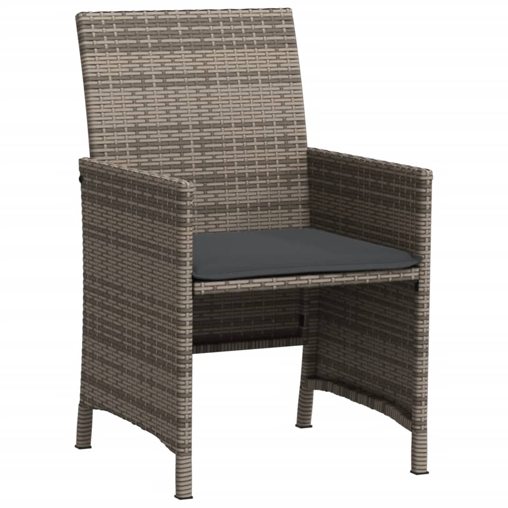 vidaXL Set bistro de grădină cu perne, 3 piese, gri, poliratan vidaXL Set bistro de grădină cu perne, 3 piese, gri, poliratan