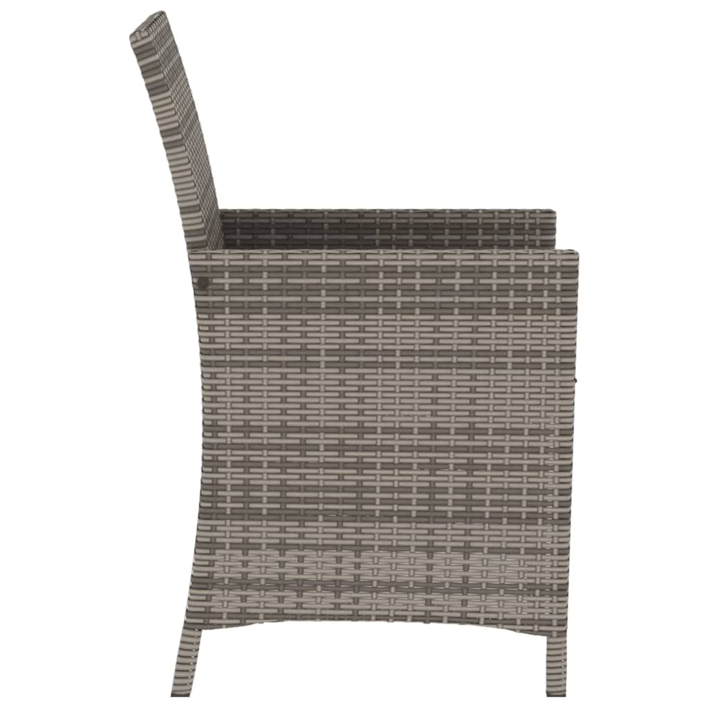 vidaXL Set bistro de grădină cu perne, 3 piese, gri, poliratan vidaXL Set bistro de grădină cu perne, 3 piese, gri, poliratan
