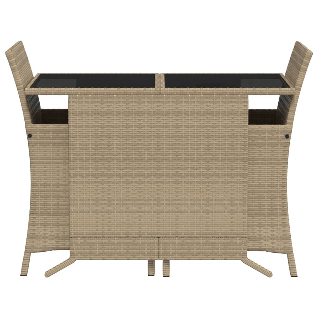 vidaXL Set bistro cu perne, 3 piese, bej, poliratan