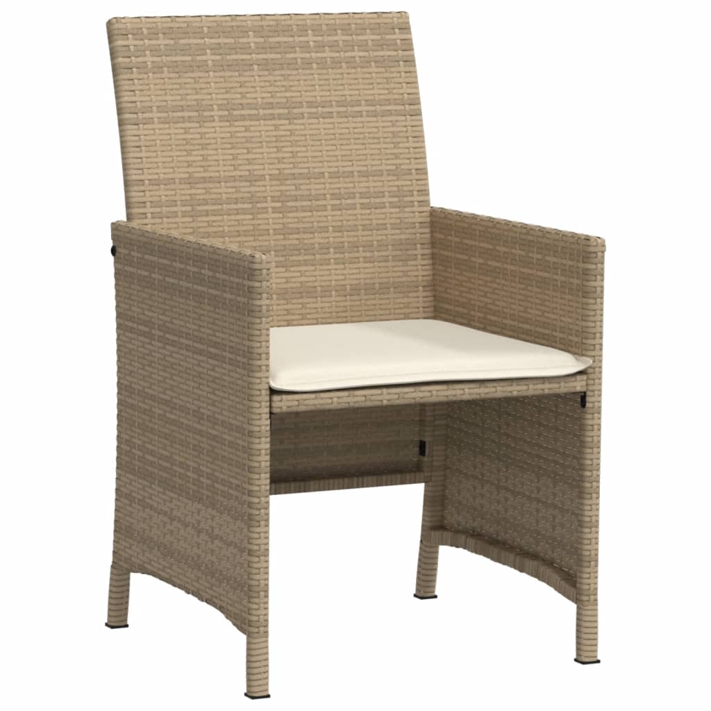 vidaXL Set bistro cu perne, 3 piese, bej, poliratan