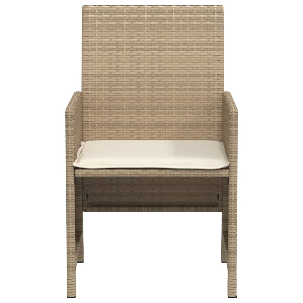 vidaXL Set bistro cu perne, 3 piese, bej, poliratan