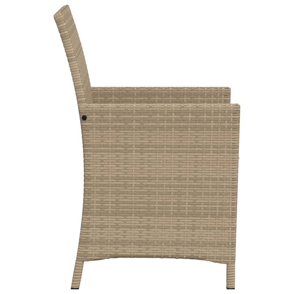 vidaXL Set bistro cu perne, 3 piese, bej, poliratan