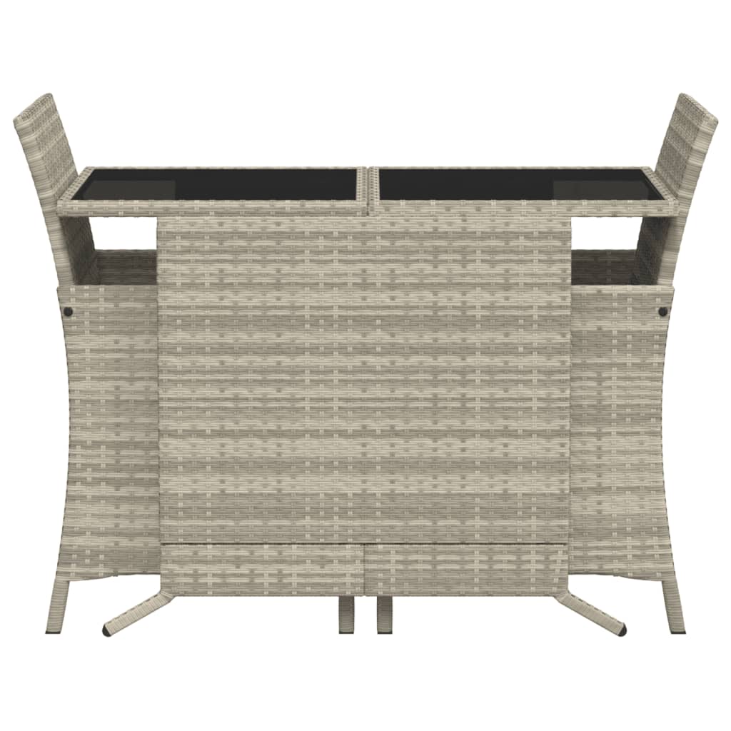 vidaXL Set bistro cu perne, 3 piese, gri deschis, poliratan