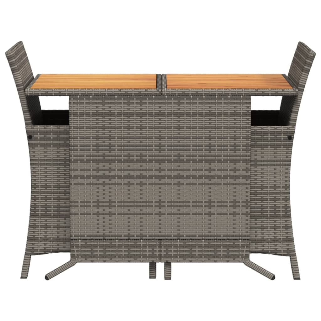 vidaXL Set bistro de grădină cu perne, 3 piese, gri, poliratan vidaXL Set bistro de grădină cu perne, 3 piese, gri, poliratan