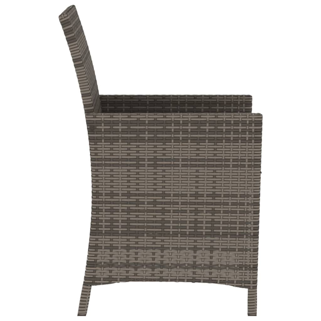 vidaXL Set bistro de grădină cu perne, 3 piese, gri, poliratan vidaXL Set bistro de grădină cu perne, 3 piese, gri, poliratan