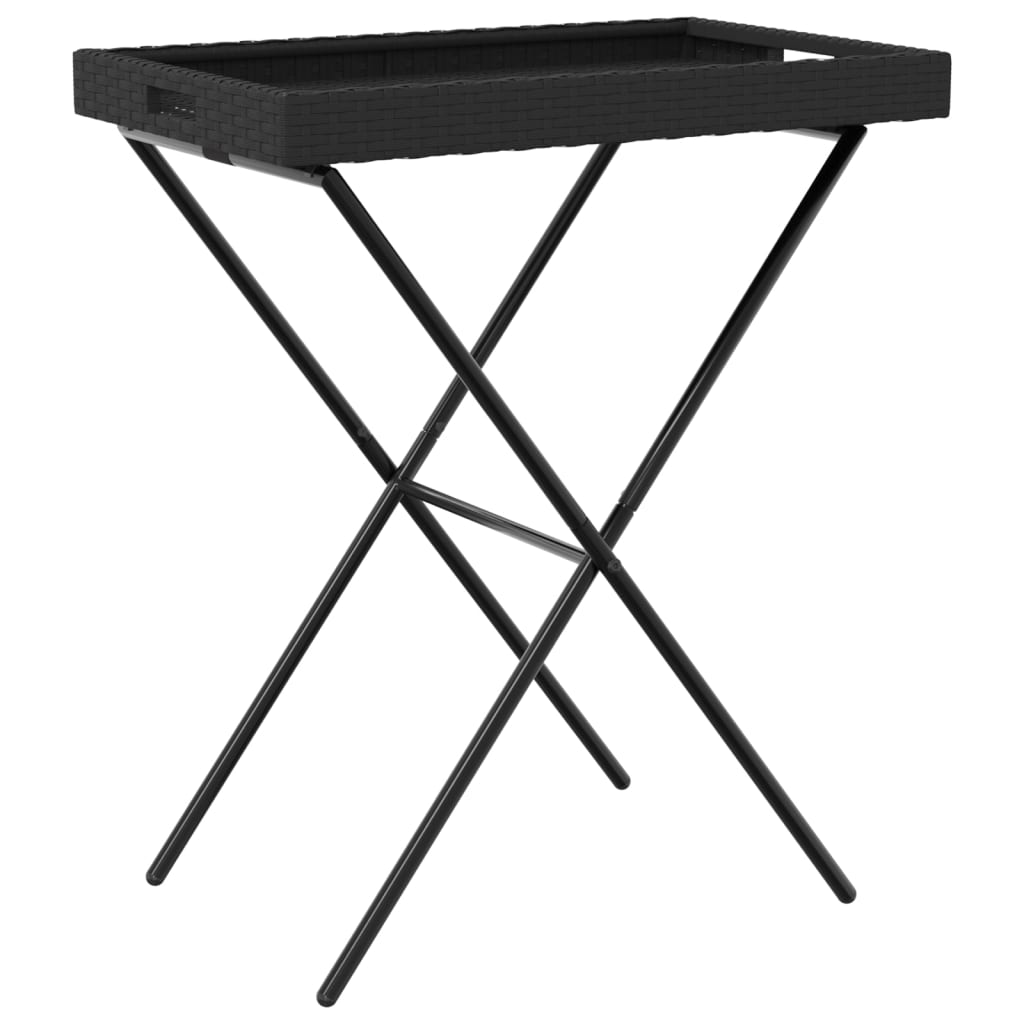 vidaXL Masă pliabilă cu tavă, negru, 65x40x75 cm, poliratan vidaXL Masă pliabilă cu tavă, negru, 65x40x75 cm, poliratan