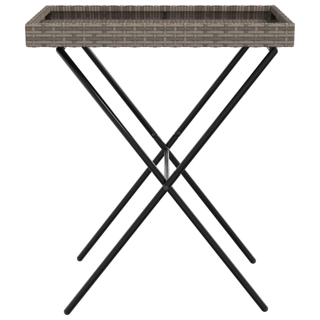 vidaXL Masă pliabilă cu tavă, gri, 65x40x75 cm, poliratan vidaXL Masă pliabilă cu tavă, gri, 65x40x75 cm, poliratan