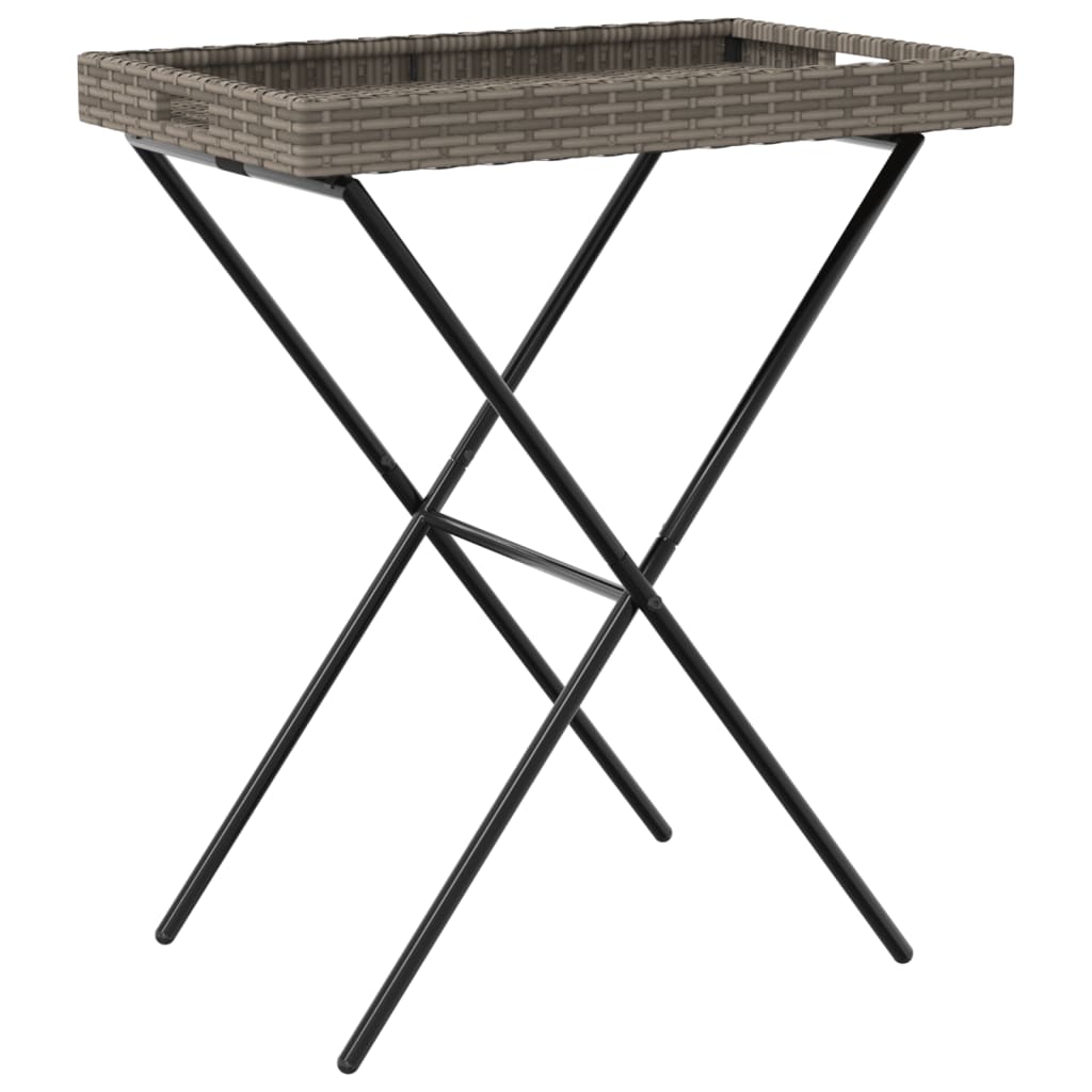 vidaXL Masă pliabilă cu tavă, gri, 65x40x75 cm, poliratan vidaXL Masă pliabilă cu tavă, gri, 65x40x75 cm, poliratan