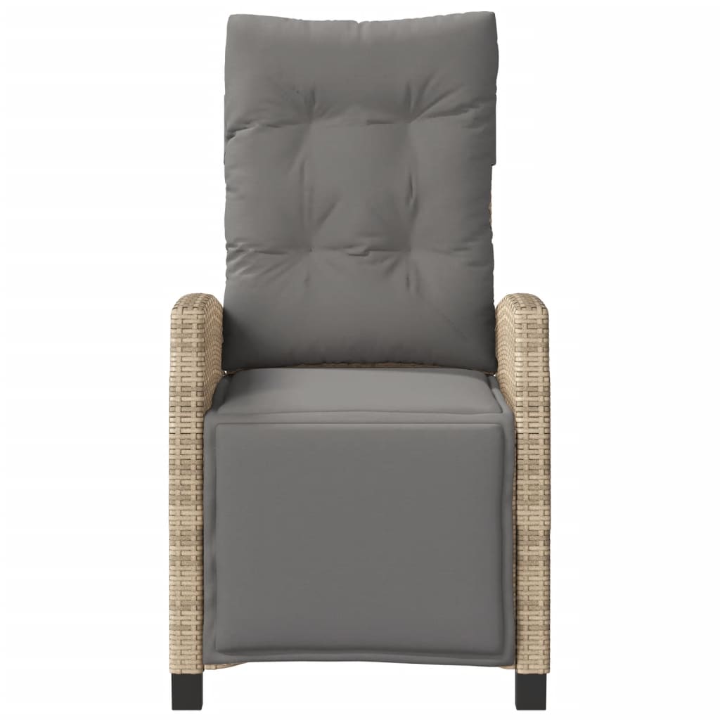 vidaXL Scaun de grădină rabatabil cu suport picioare mix bej poliratan