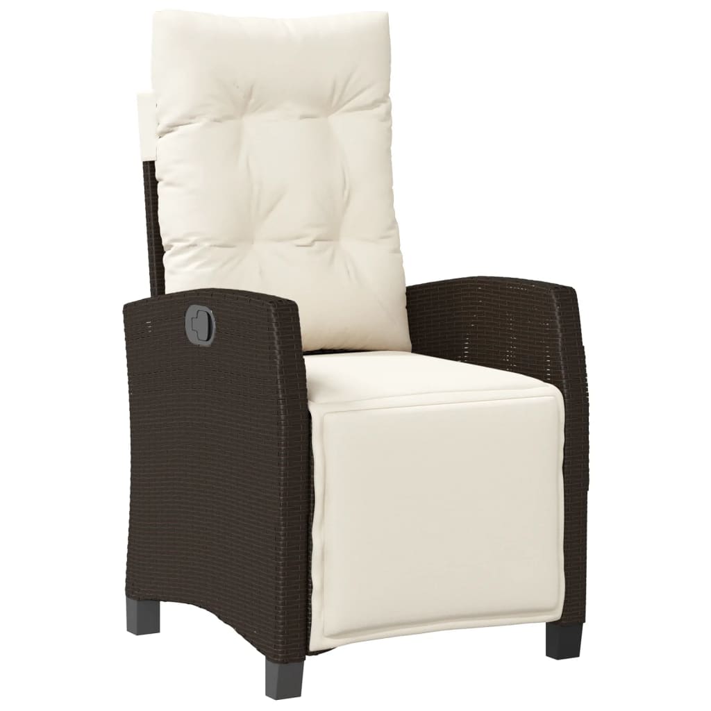 vidaXL Scaun de grădină rabatabil cu suport picioare,2 buc., poliratan