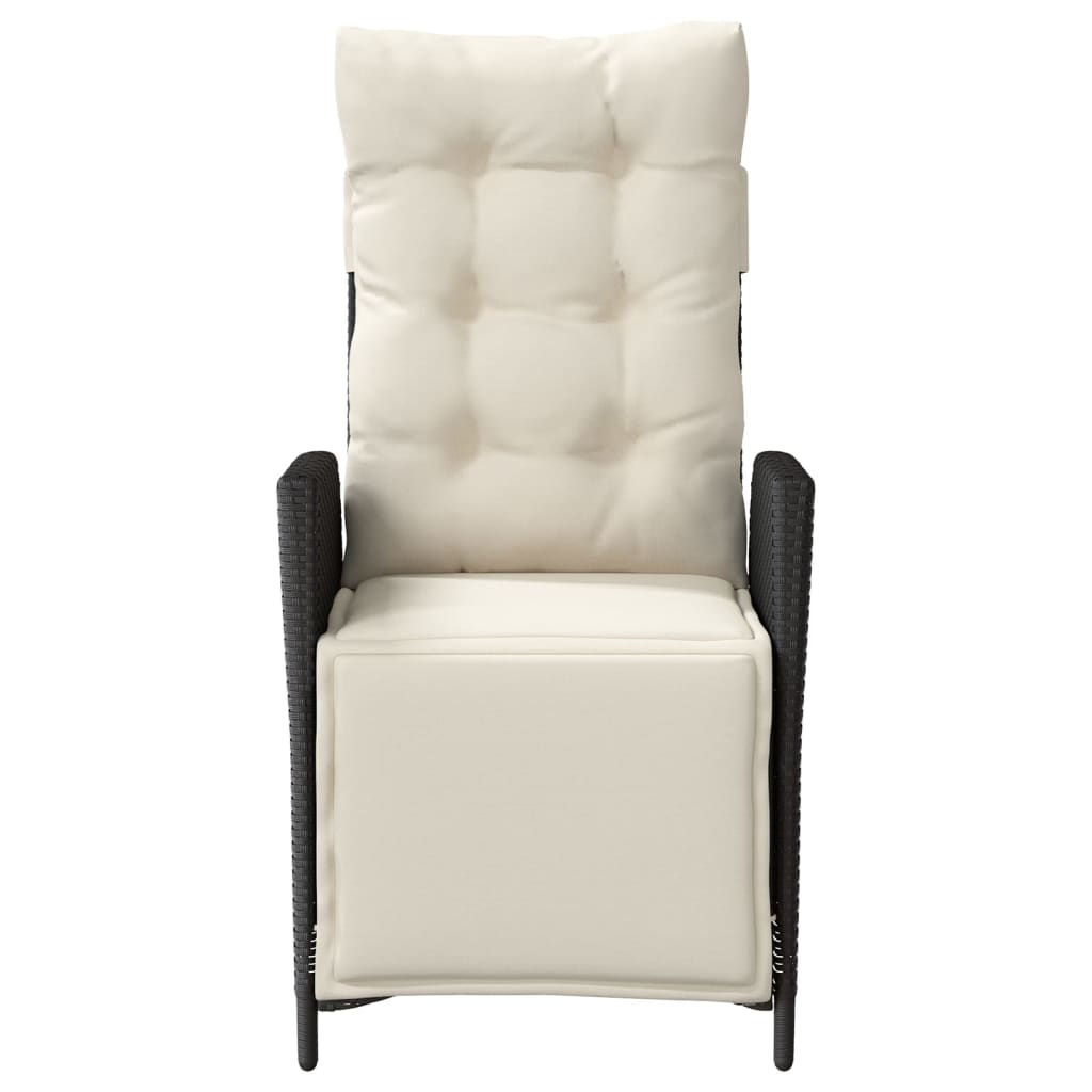 vidaXL Scaun de grădină rabatabil cu suport picioare, negru, poliratan