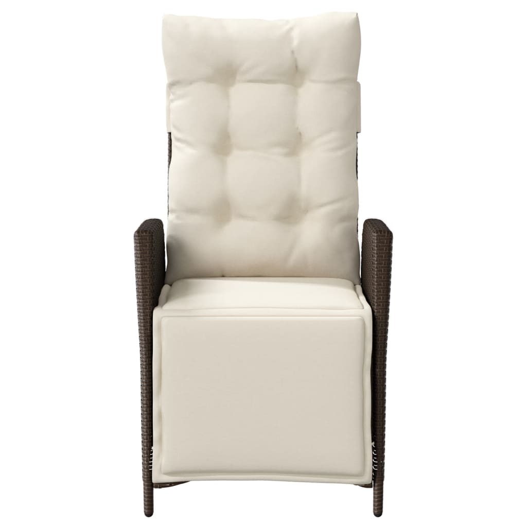 vidaXL Scaun de grădină rabatabil cu suport picioare, maro, poliratan