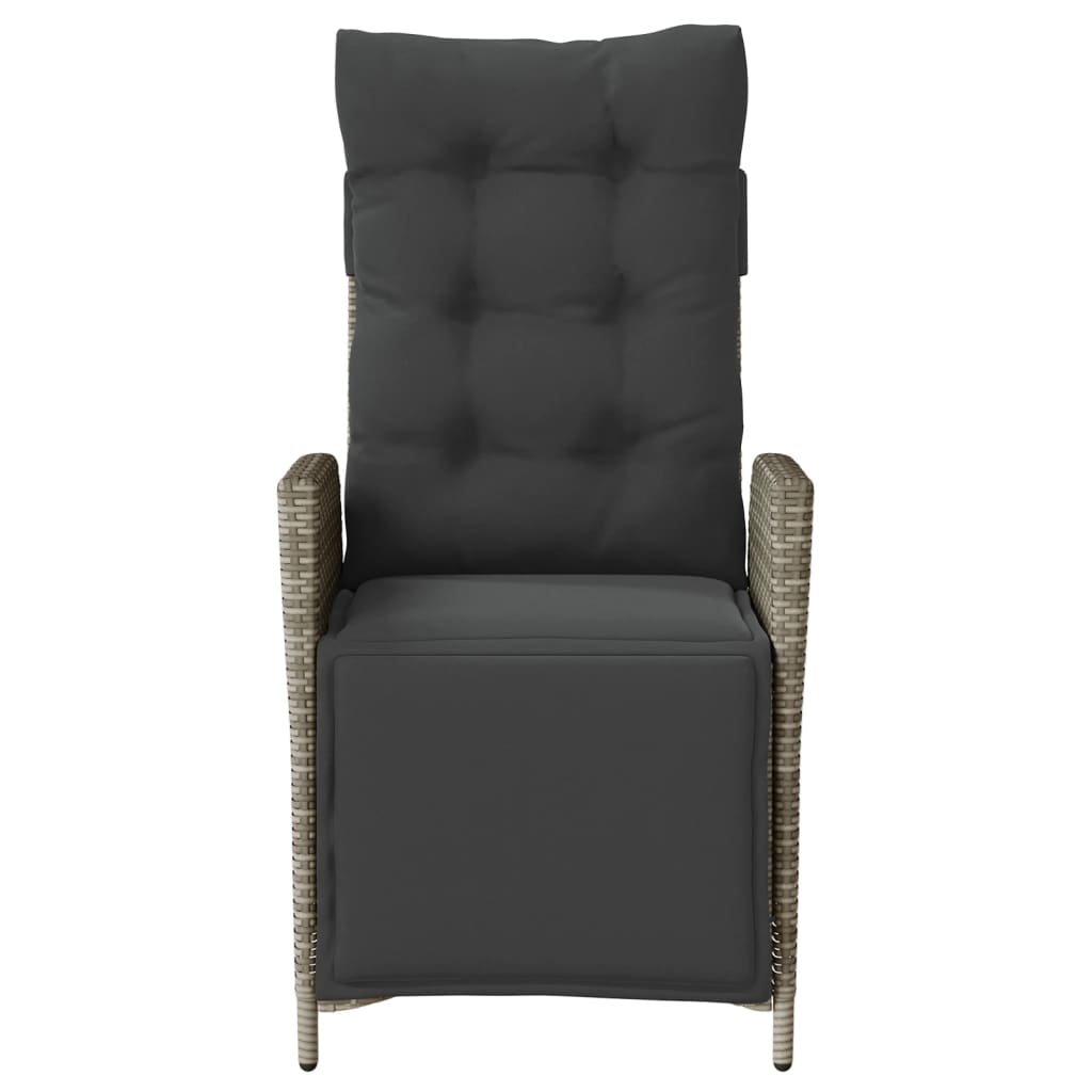 vidaXL Scaun de grădină rabarabil cu suport picioare, gri, poliratan