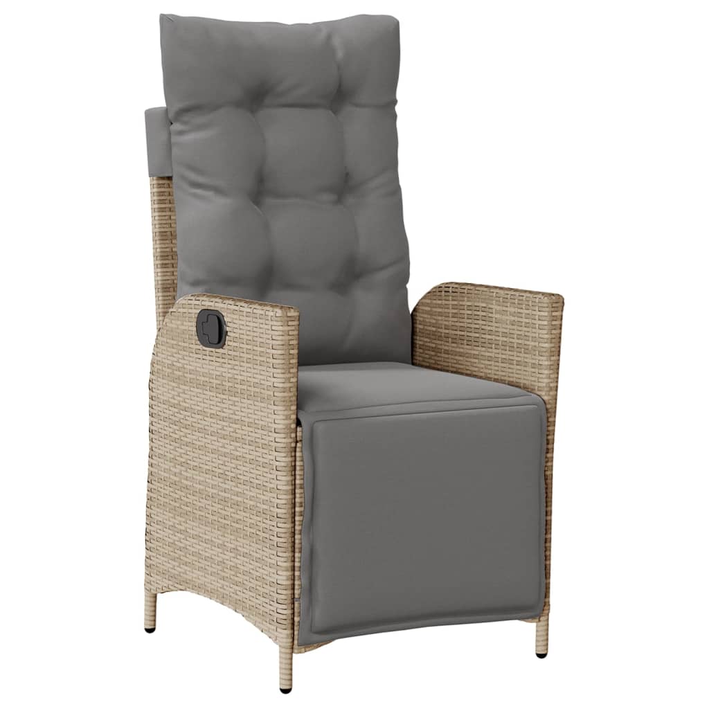 vidaXL Scaun de grădină rabatabil cu suport picioare mix bej poliratan