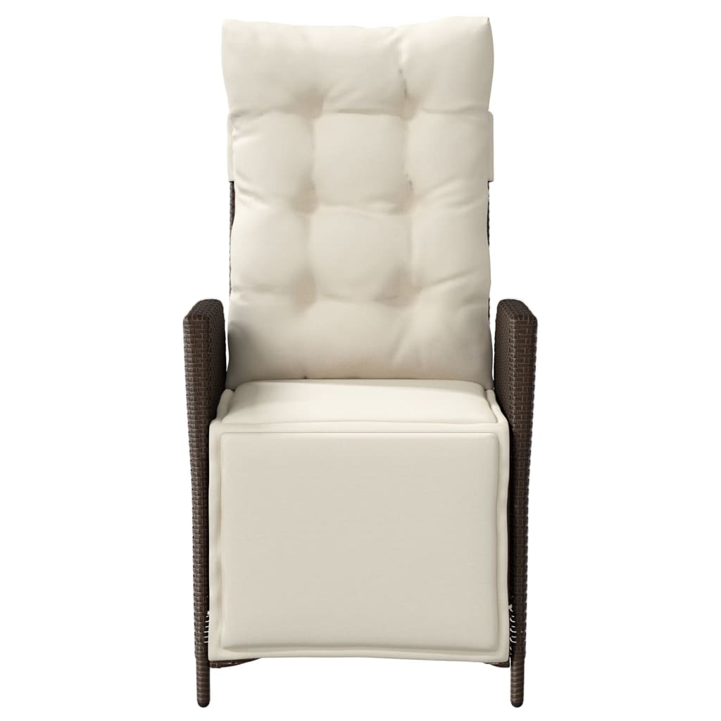 vidaXL Scaun de grădină rabatabil cu suport picioare,2 buc., poliratan