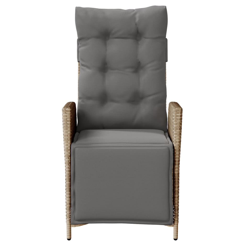 vidaXL Scaun de grădină rabatabil cu suport picioare,2 buc., poliratan