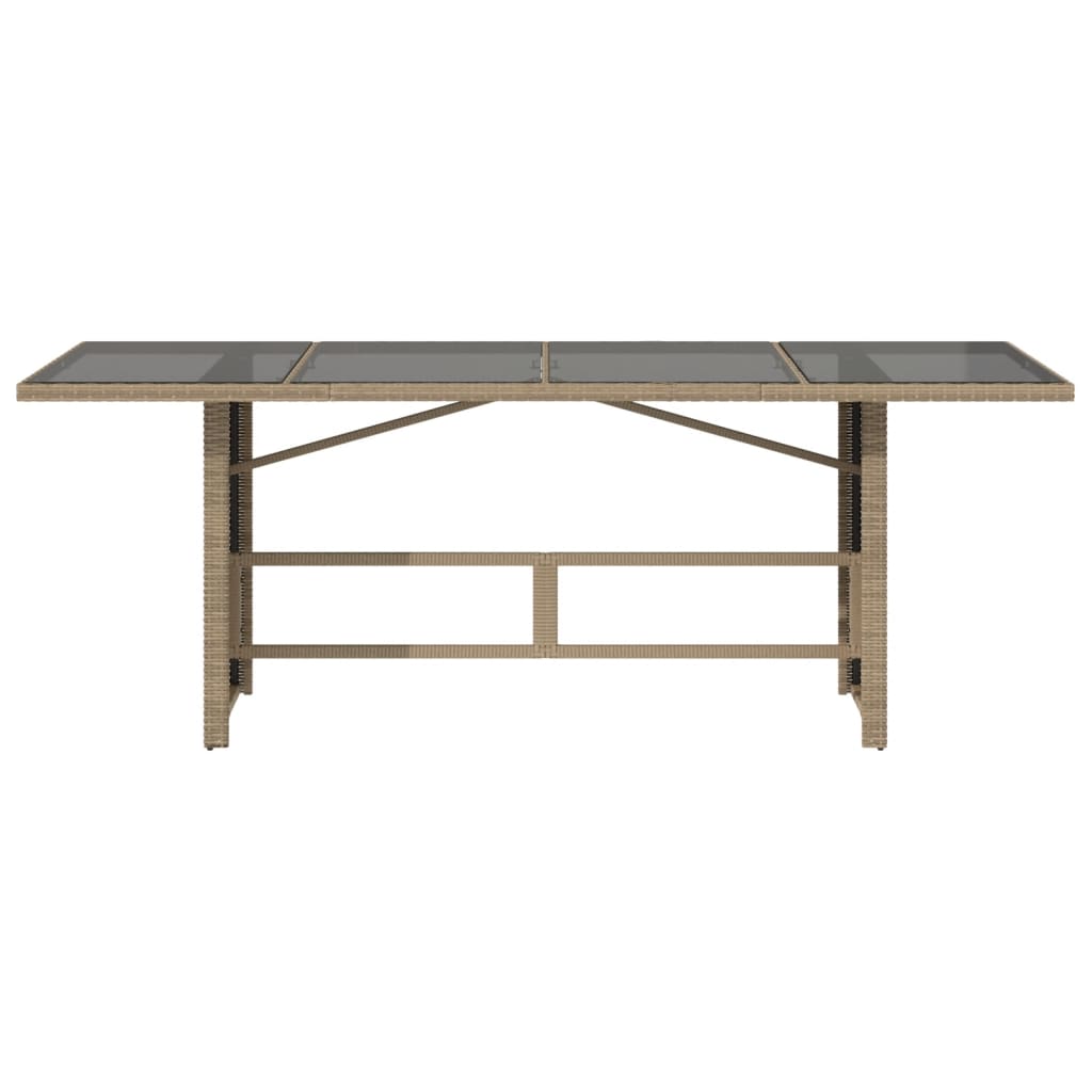 vidaXL Masă de grădină cu blat din sticlă bej, 190x80x74 cm, poliratan vidaXL Masă de grădină cu blat din sticlă bej, 190x80x74 cm, poliratan