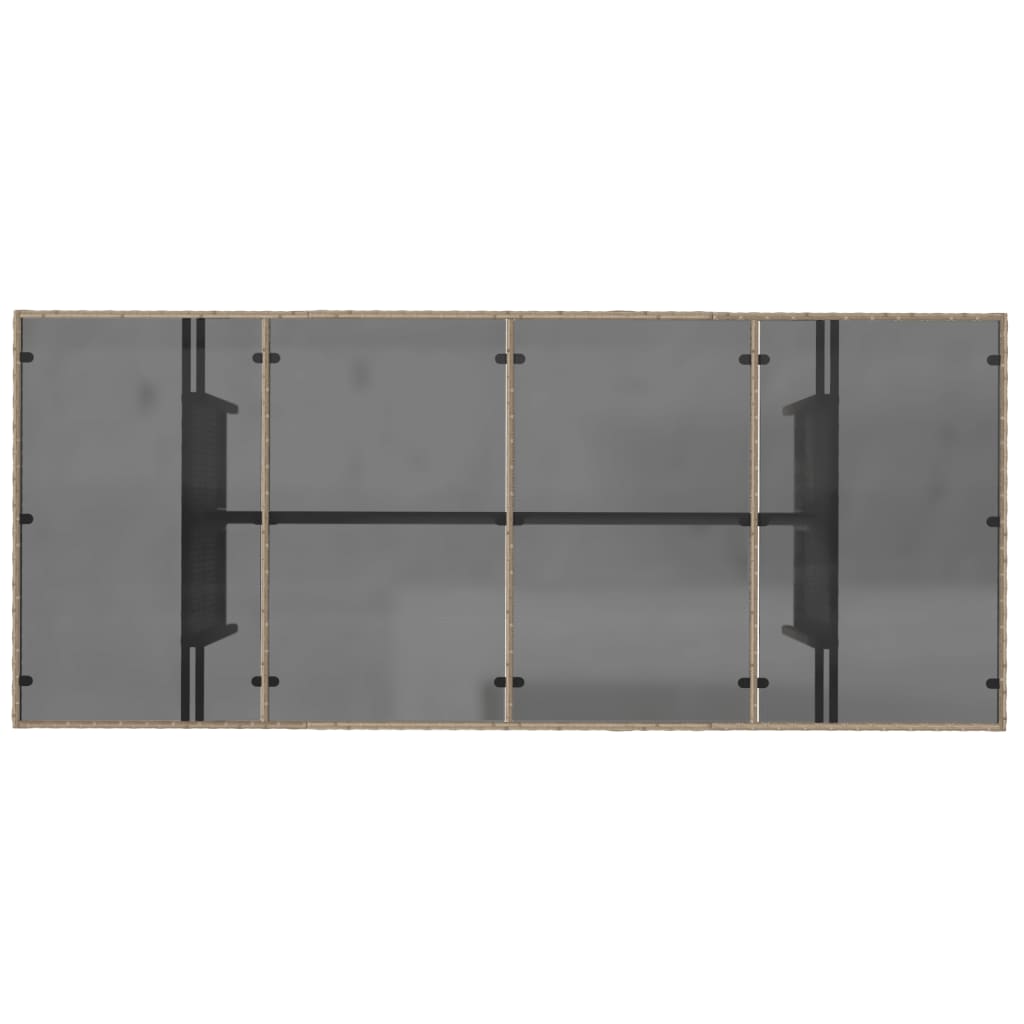 vidaXL Masă de grădină cu blat din sticlă bej, 190x80x74 cm, poliratan vidaXL Masă de grădină cu blat din sticlă bej, 190x80x74 cm, poliratan