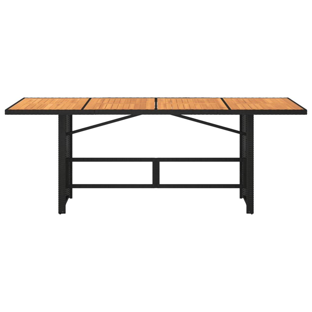 vidaXL Masă grădină blat din lemn acacia, negru 190x80x74 cm poliratan