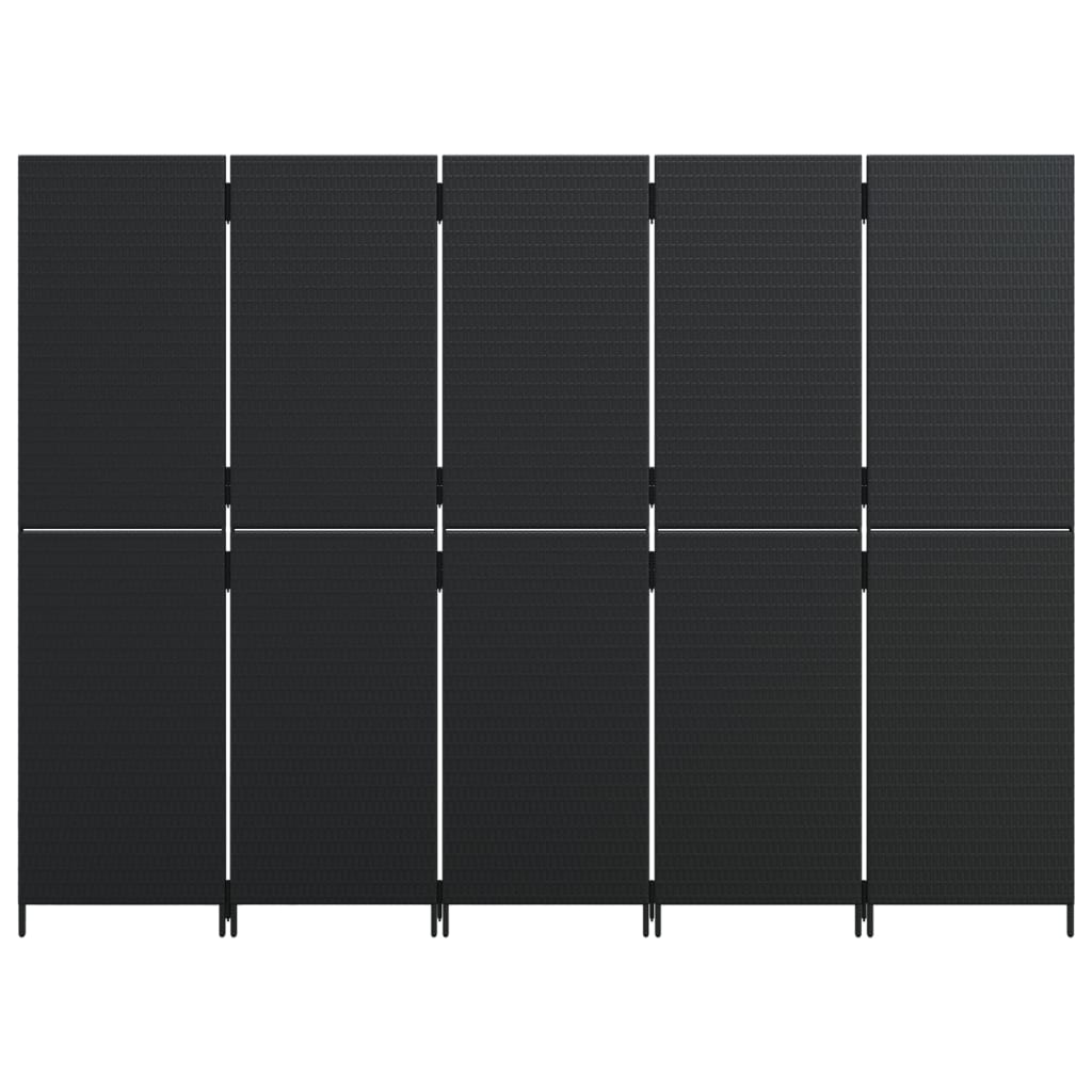 vidaXL Separator de cameră cu 5 panouri, negru, poliratan vidaXL Separator de cameră cu 5 panouri, negru, poliratan