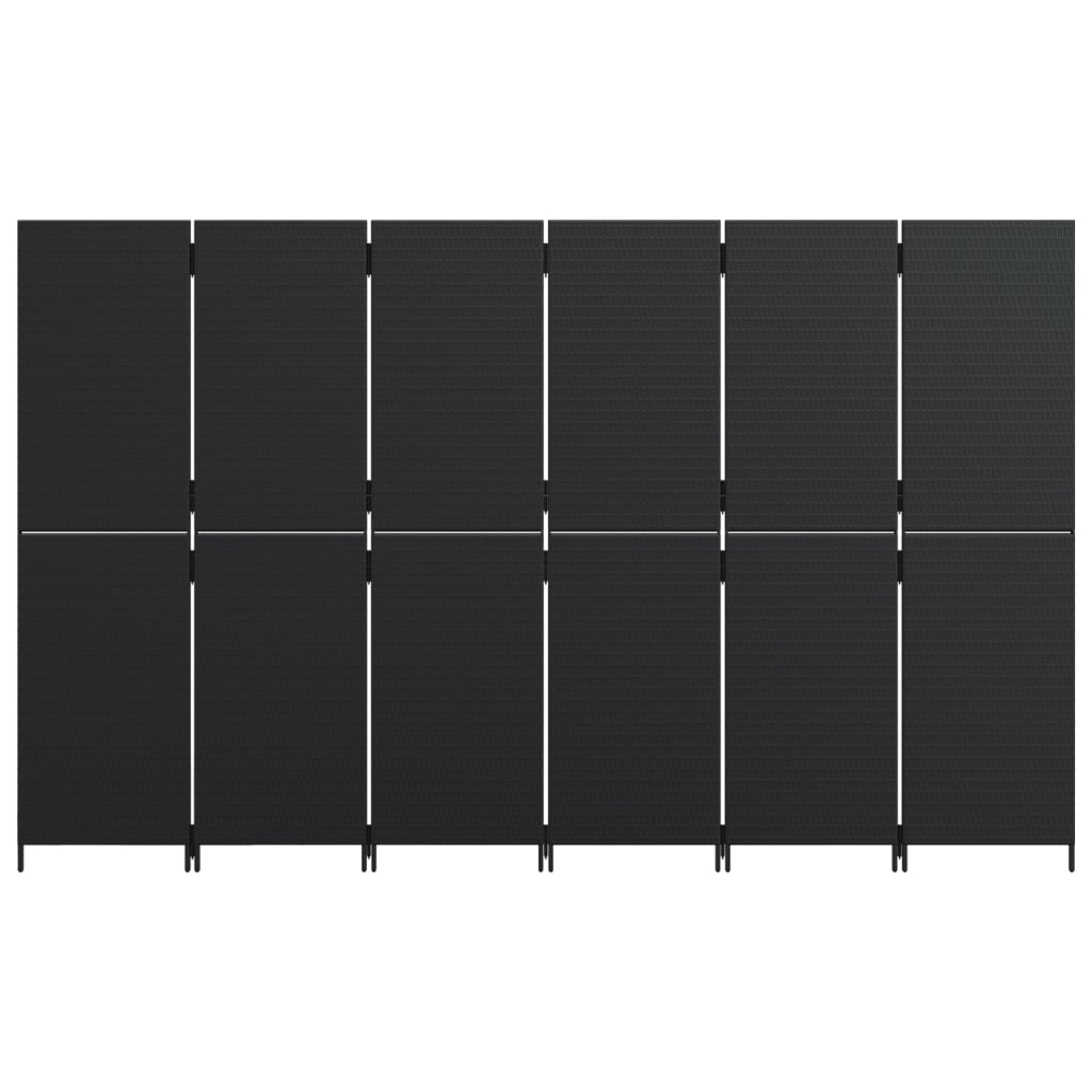 vidaXL Separator de cameră cu 6 panouri, negru, poliratan