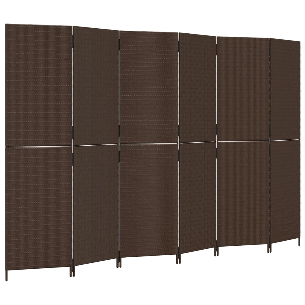 vidaXL Separator de cameră cu 6 panouri, maro, poliratan vidaXL Separator de cameră cu 6 panouri, maro, poliratan