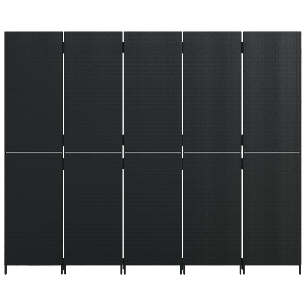 vidaXL Separator de cameră cu 5 panouri, negru, poliratan vidaXL Separator de cameră cu 5 panouri, negru, poliratan
