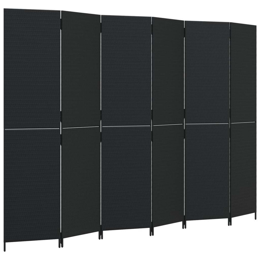 vidaXL Separator de cameră cu 6 panouri, negru, poliratan vidaXL Separator de cameră cu 6 panouri, negru, poliratan