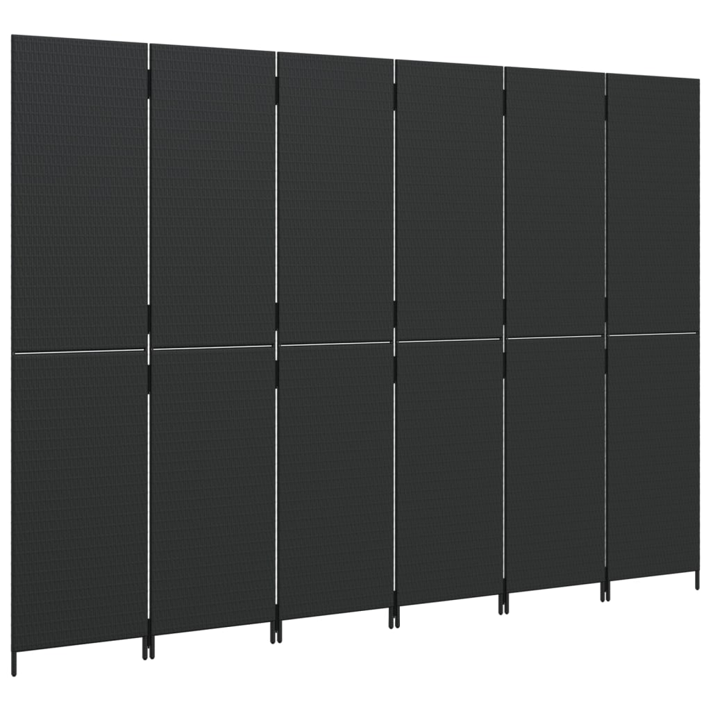 vidaXL Separator de cameră cu 6 panouri, negru, poliratan vidaXL Separator de cameră cu 6 panouri, negru, poliratan