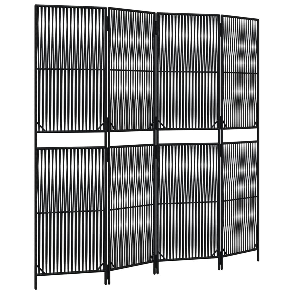 vidaXL Separator de cameră cu 4 panouri, negru, poliratan vidaXL Separator de cameră cu 4 panouri, negru, poliratan