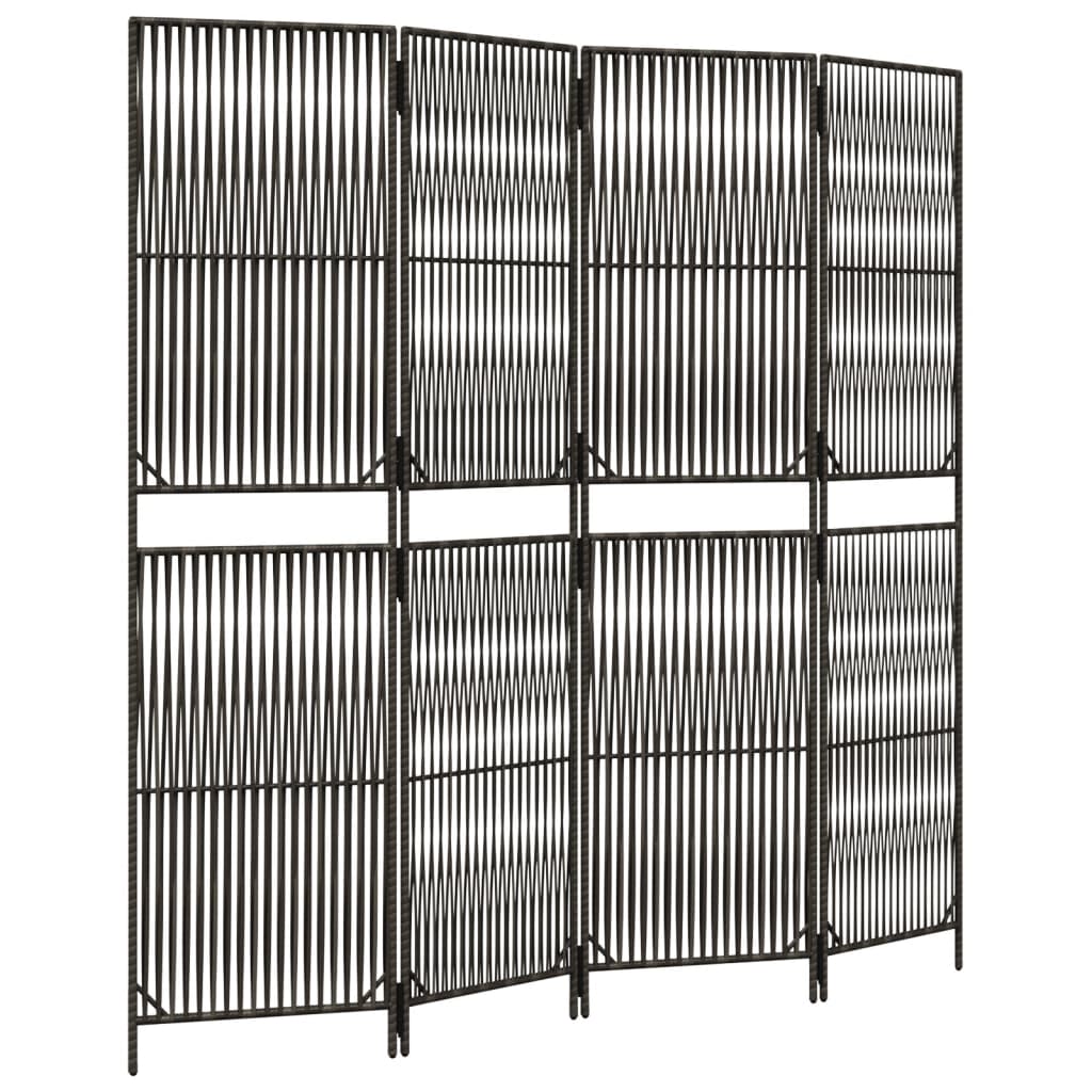 vidaXL Separator de cameră cu 4 panouri, gri, poliratan vidaXL Separator de cameră cu 4 panouri, gri, poliratan